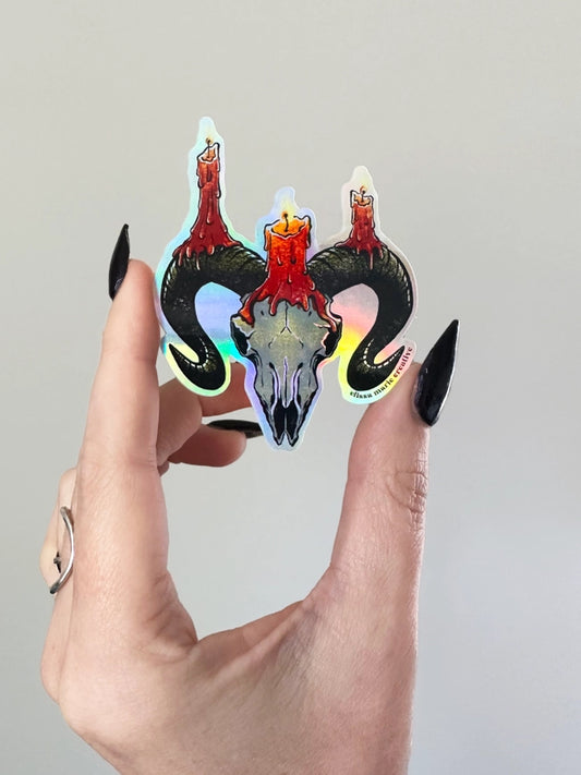 Ram Skull Holo Sticker