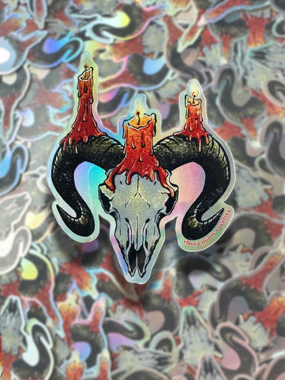 Ram Skull Holo Sticker