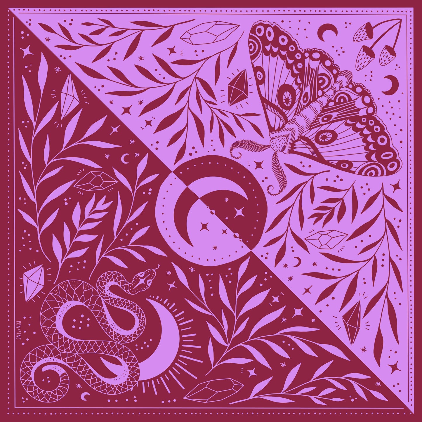 Celestial Snake & Moth Bandana