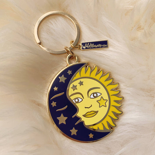 Celestial Sun & Moon Keychain