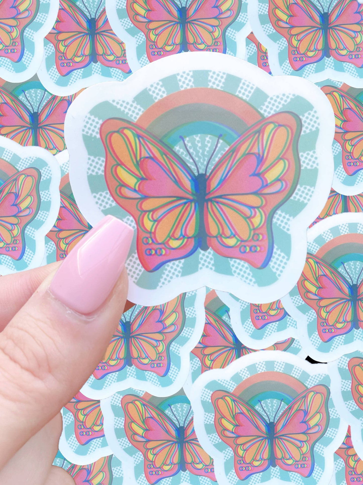 Retro Butterfly Holographic Sticker